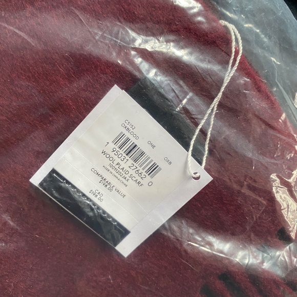 COACH Wool Red & Black Plaid Scarf with Fringe - Picture 4 of 6